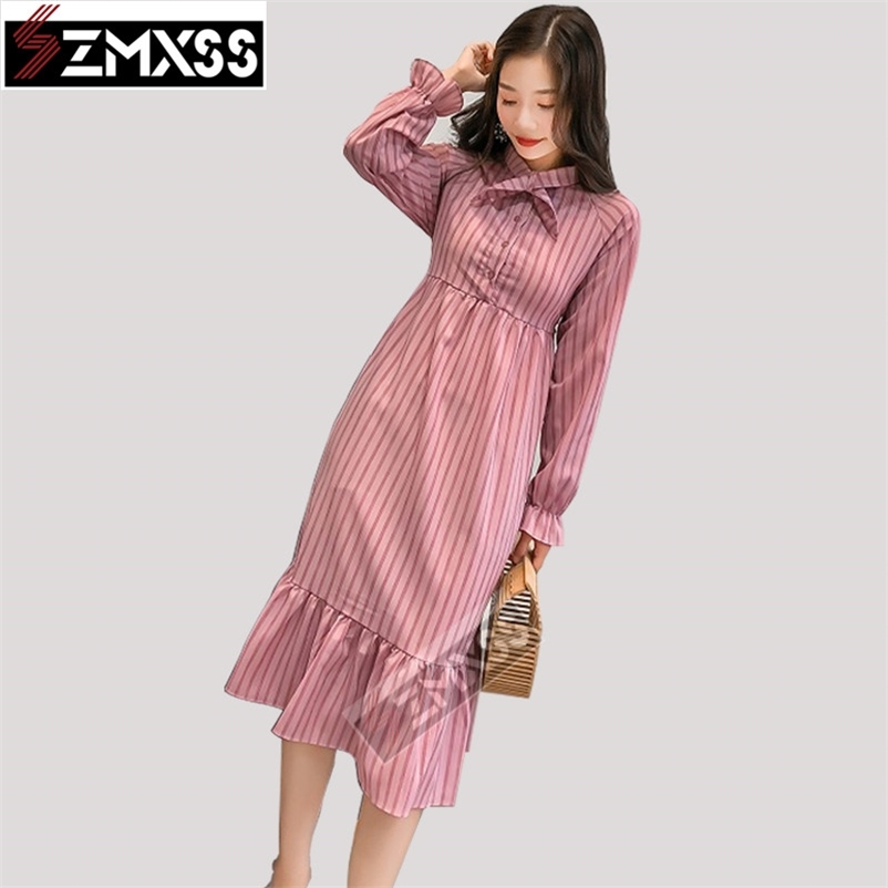 SZMXSS New Fall Long Sleeve Dress Dot Temperament Dress Female Loose Vintage Dress Casual A-Line Lantern Sleeve Dresses 210409