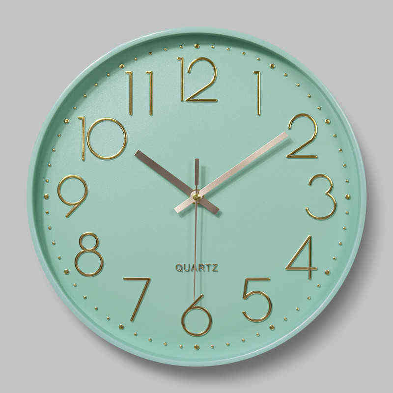 12 inch Mint Green Nordic Wall Clock Minimalist Thick Border 3D Clocks Reloj de pared Home Decor Decorations for Youth Room H1230
