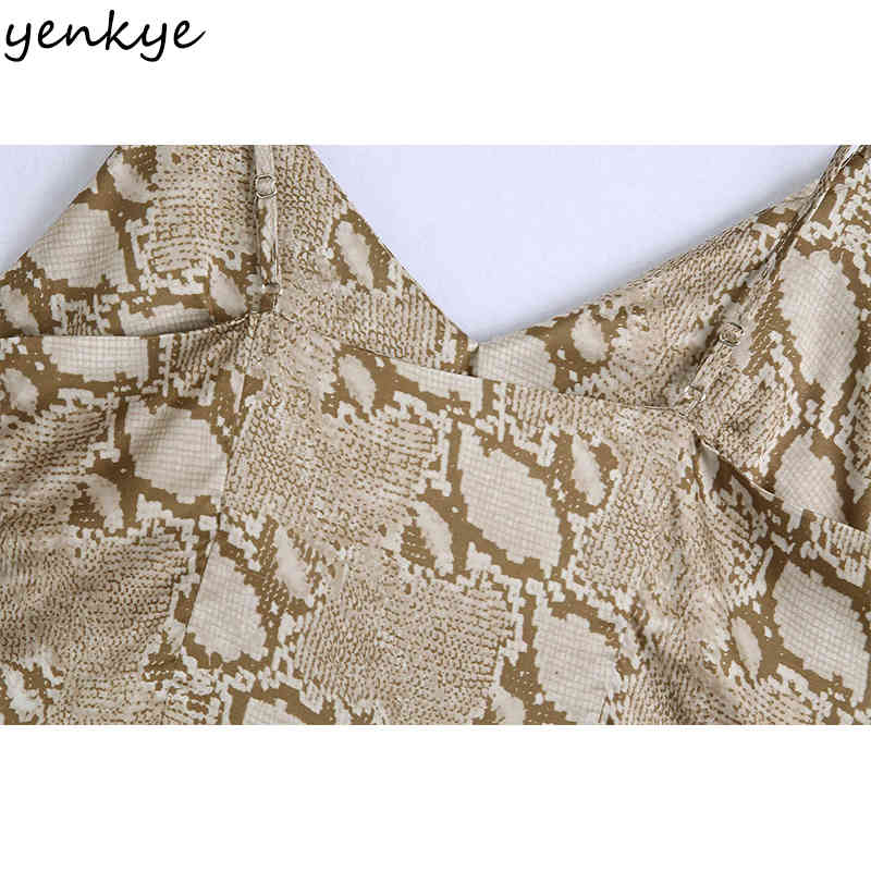 Vintage Animal Print Sling Dress Women Sexy Backless Sleeveless V Neck A-line Midi Night Out Party Summer Vestido 210430