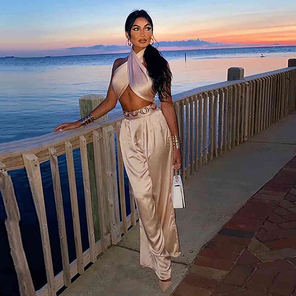 Fashion Summer High-Quality Ladies' Jumpsuit Halter Sexy Star Party Bodycon 210525