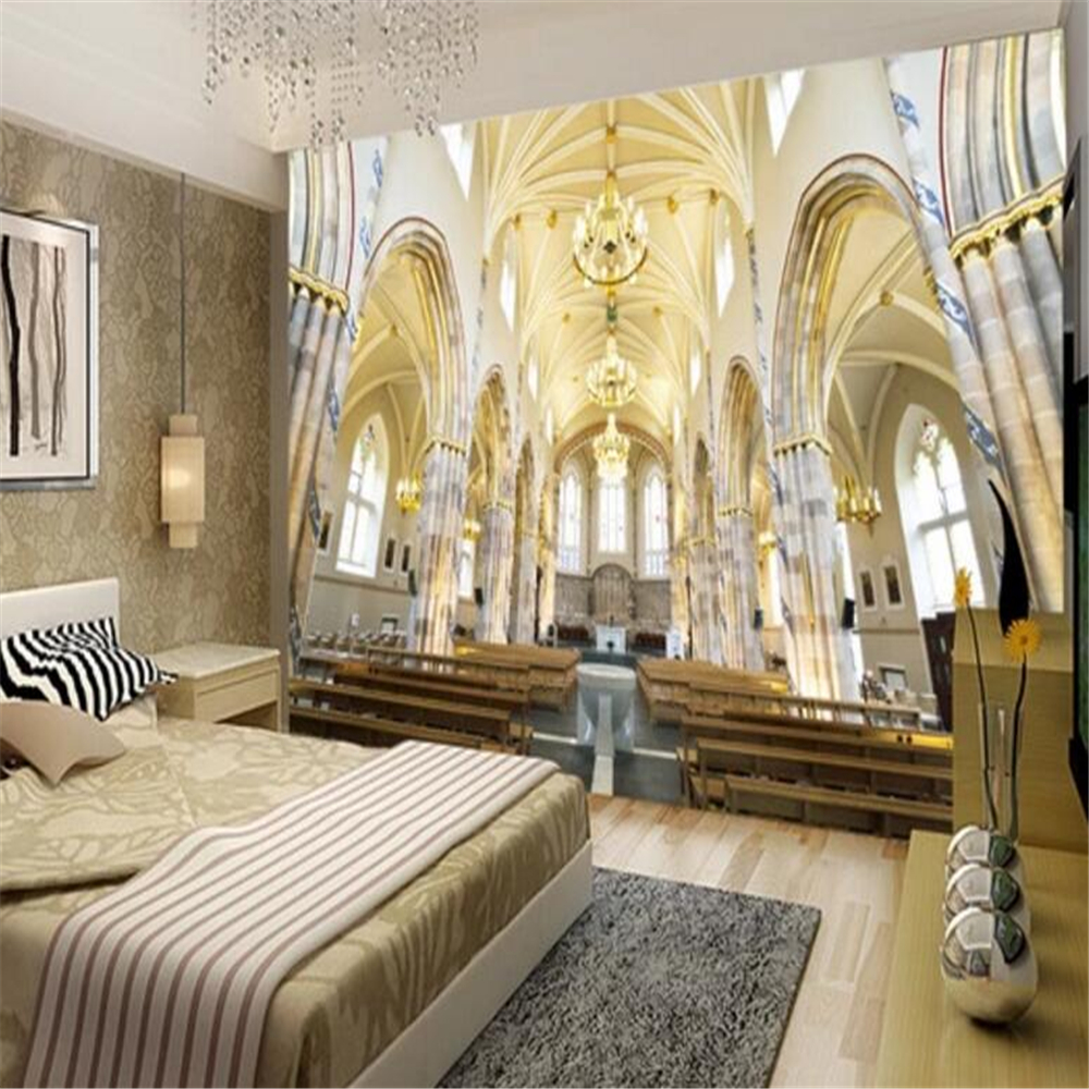 Church stereo background wall painting custom large mural green wallpaper papel de parede para quarto