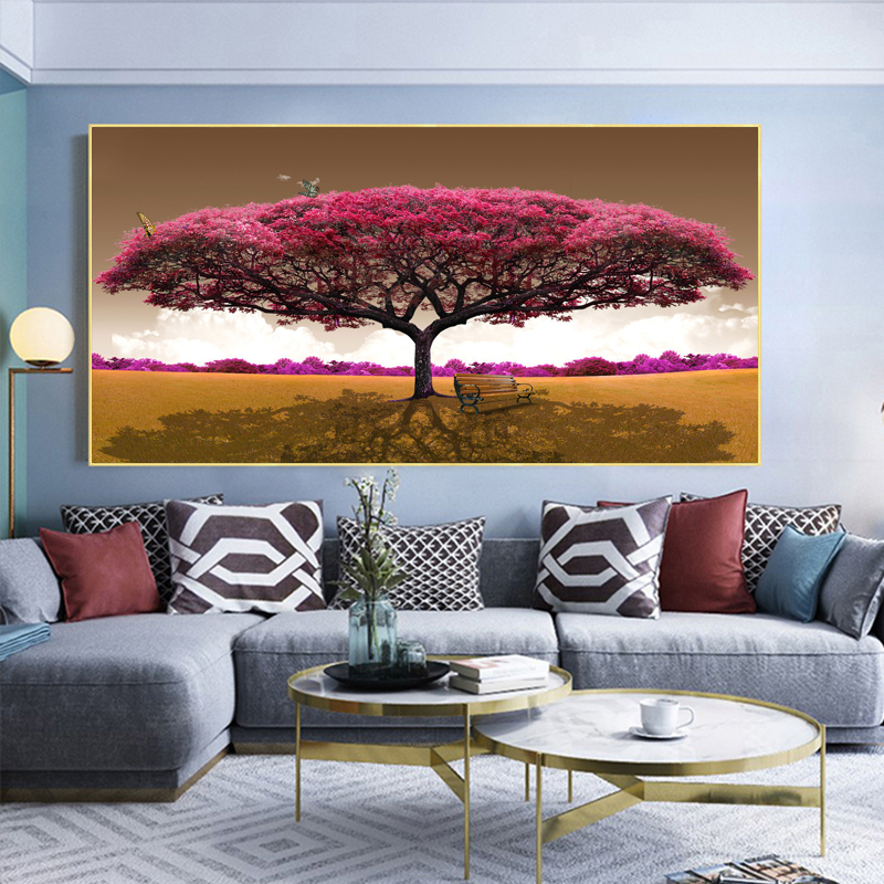 Poster Red Tree Wall Art Canvas Painting Pictures For Living Room Landscape Posters And Prints Canvas Prints Decorative Cuadros