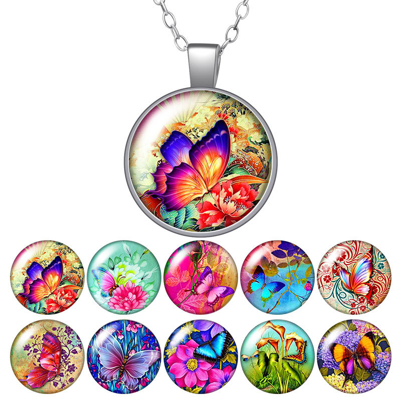Beauty Fantastic Butterfly Colorful Round Pendant Necklace 25mm Glass Cabochon Silver Color Jewelry Women Birthday Gift 50cm
Beauty Fantastic Butterfly Colorful Round Pendant Necklace 25mm Glass Cabochon Silver Color Jewelry Women Birthday Gift 50cm