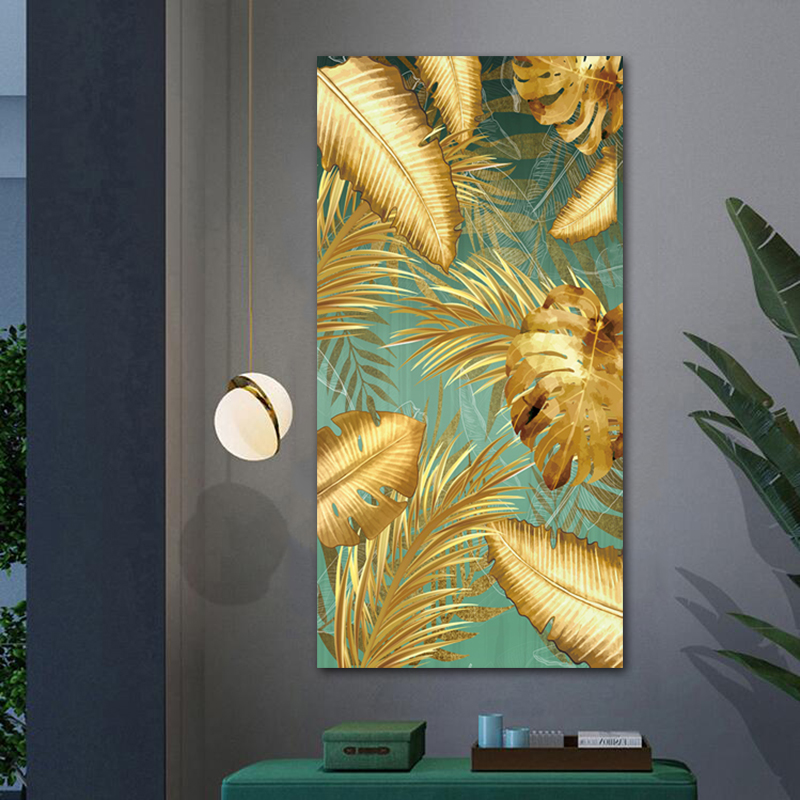 Abstract Golden Leaf Cuadros Canvas Painting Wall Art Pictures For Living Room Home Decor Tropical Plants Posters And Prints