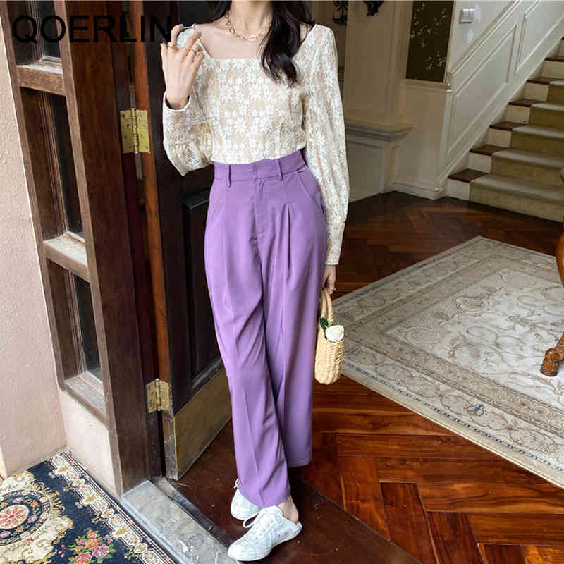 QOERLIN Puff Sleeve Embroidered Hollow Out Cropped Tops Spring Summer Retro Square Neck Blouse Women Short Lace Shirts Plus 210412