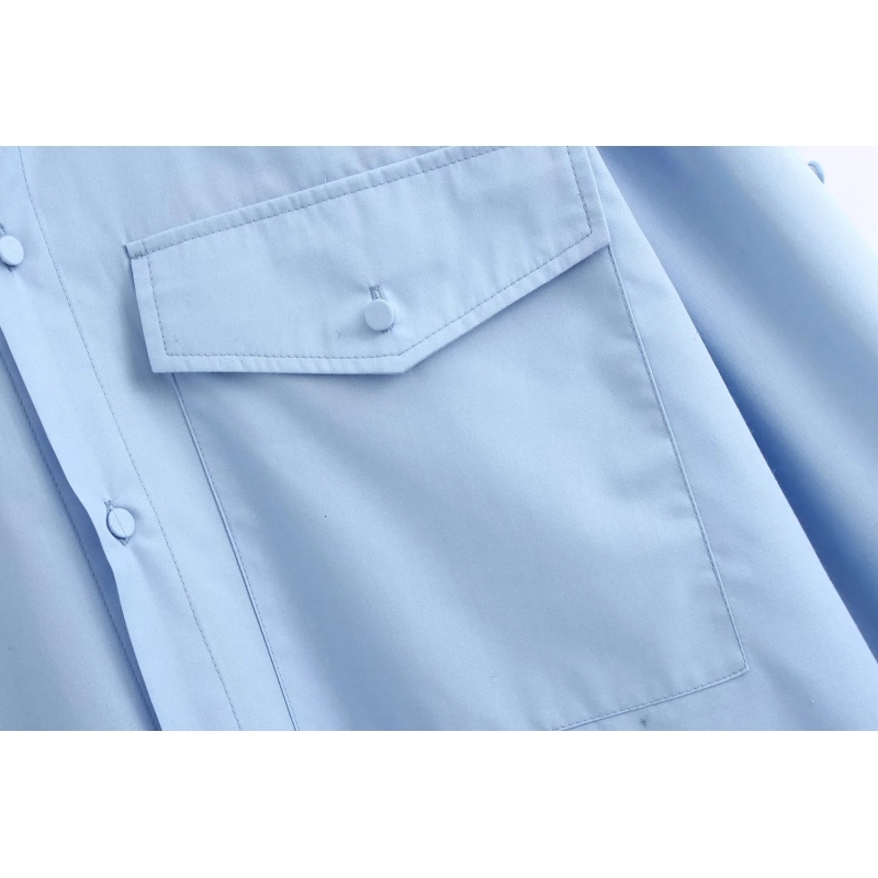 vintage women blue long shirts summer fashion ladies soft linen blouses casual female button shirt girls chic tops 210430
