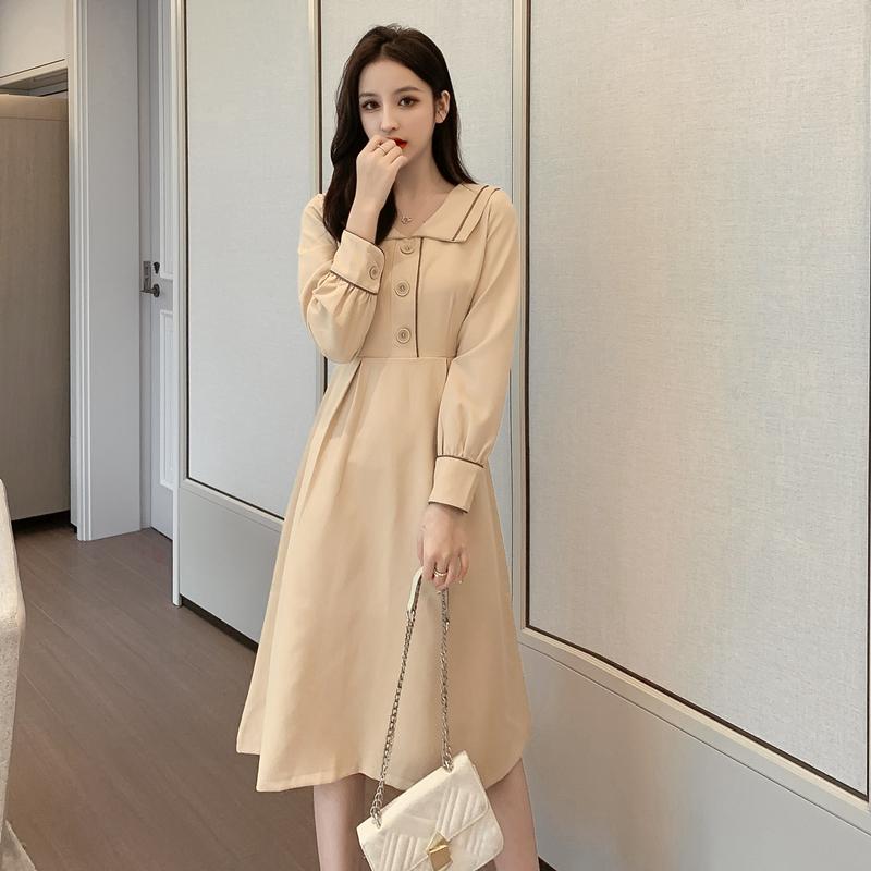 Casual Dresses Korean Style A-line Sailor Collar Dress Female 2021 Autumn Solid Slim Loose Long-sleeve Button Women' Vestidos, Black
Casual Dresses Korean Style A-line Sailor Collar Dress Female 2021 Autumn Solid Slim Loose Long-sleeve Button Women' Vestidos, Black