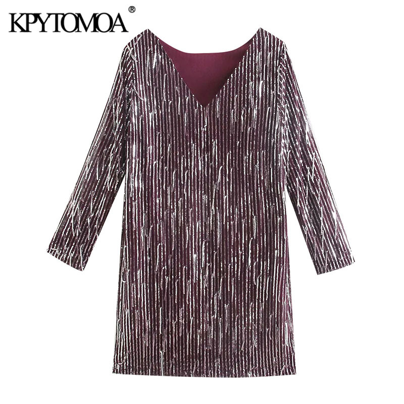 Women Chic Fashion With Fringing Sequinned Mini Dress Back Low-cut Long Sleeve Female Dresses Vestidos 210420