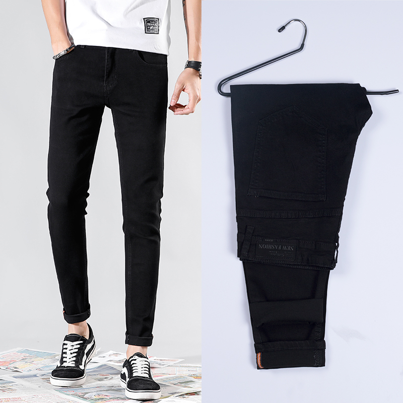 Men Stretch Skinny Jeans Fashion Casual Slim Fit Denim Trousers Blue Black White Sky blue Pants Male Brand Clothes