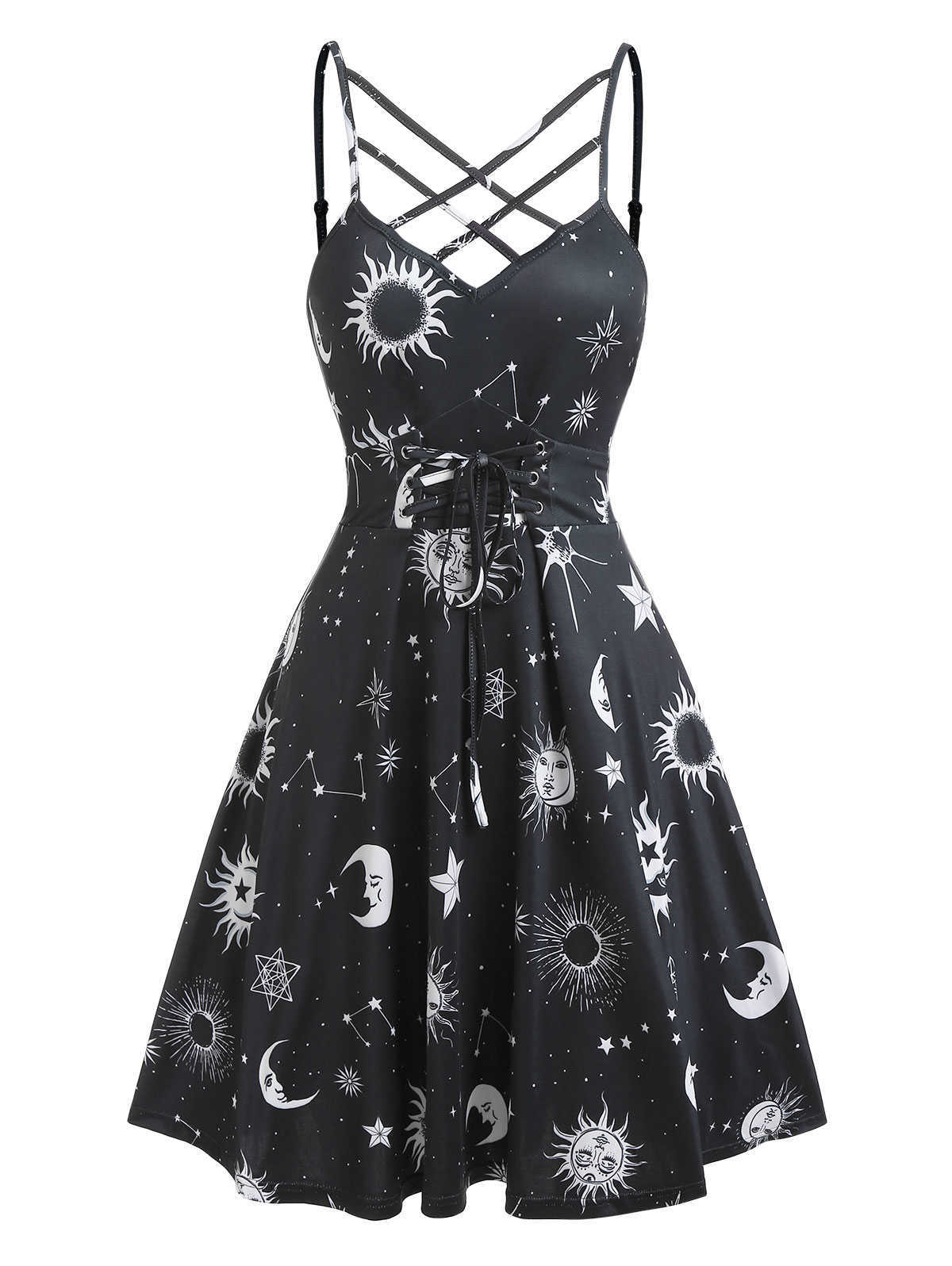 Wipalo Plus Size Casual Dress Sun Moon Print Crisscross Mini Cami Dress Sleeveless Women Fashion Party Dress Vestidos Femme 3XL Q0712, Style b
Wipalo Plus Size Casual Dress Sun Moon Print Crisscross Mini Cami Dress Sleeveless Women Fashion Party Dress Vestidos Femme 3XL Q0712, Style b