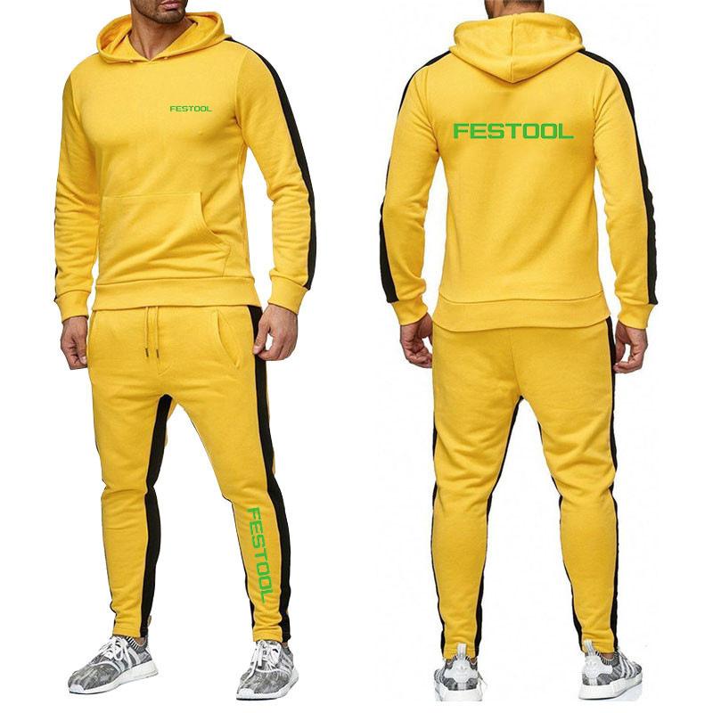 The 2 Pieces Sets Tracksuit Men Hooded Sweatshirt+Pants Pullover Custom Hoodie Sportwear Suit Casual Men's Tracksuits
