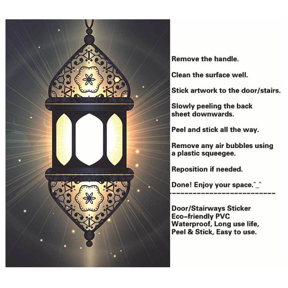 Light In The Dark Religion Lantern Arabic Style Creative Doors Home Stickers For Bedroom Parlor Corridor Door Decoration