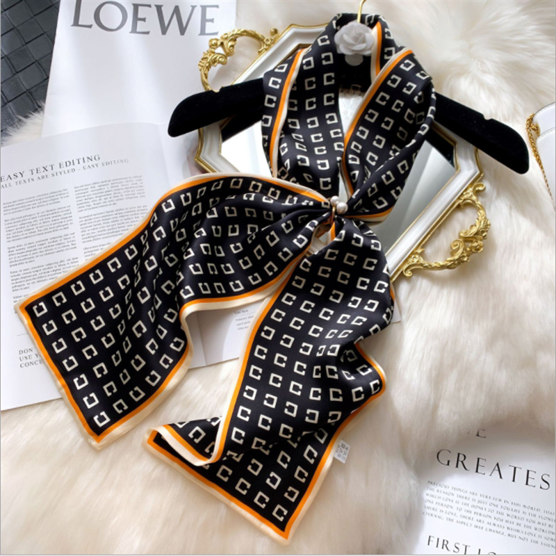 Scarves Silk Ribbon Womens Korean-Style Letter Spring Versatile Double-Layer Double-Sided Long Scarf Thin Narrow Neckerchief No. 4
Scarves Silk Ribbon Womens Korean-Style Letter Spring Versatile Double-Layer Double-Sided Long Scarf Thin Narrow Neckerchief No. 4