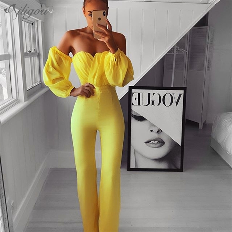 Women Party Club Yellow Sexy Off Shoulder Chiffon Long Sleeve Strapless Full Length Bandage Bodycon Jumpsuits 210525, Beige
Women Party Club Yellow Sexy Off Shoulder Chiffon Long Sleeve Strapless Full Length Bandage Bodycon Jumpsuits 210525, Beige