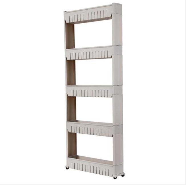 2022 Boxes & Bins 5 Tier Mobile Shelving Unit Organizer Slide Out Storage Tower Slim Rack with Wheels Pull Pantry Shelves Cart for Kitchen Bath Room N