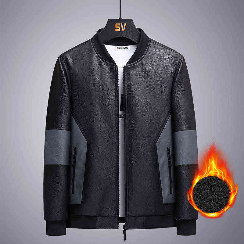 Leather Jacket Men Winter Fleece Fashion Business Casual Motorcycle Jacket Autumn Winter Windproof Black Coats Male 6XL 7XL 8XL 211111