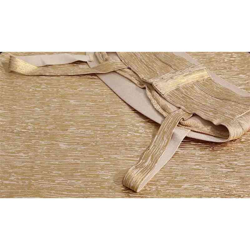 Summer Women's Two-Piece Bandage Dress Celebrity Party Sexy Bodycon Sleeveless Square Neck Gold Mini Skirt Vestidos 210525