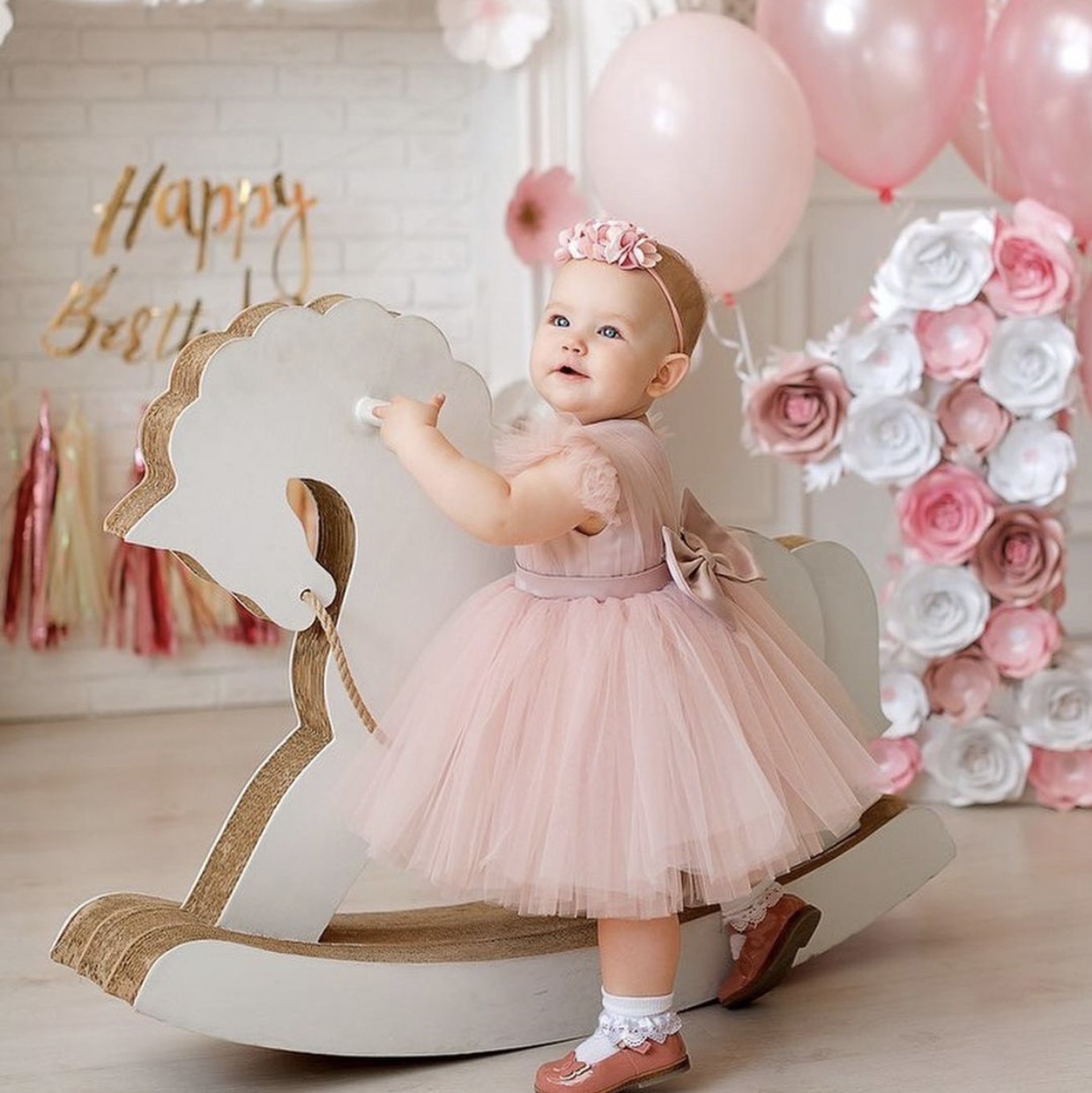 Dust Pink Little Girls Pageant Dresses Ball Gowns Ruffled Flower Birthday Party Outfits For Baby Bow Keyhole Back Tea-length Kids Formal Wear