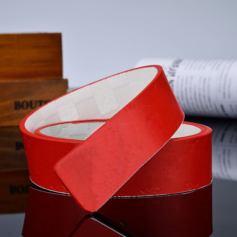 Fashion Men Designers Belts alloy V buckle Waistband Double-sided Blue Red White printing genuine leather mens belt, Customize