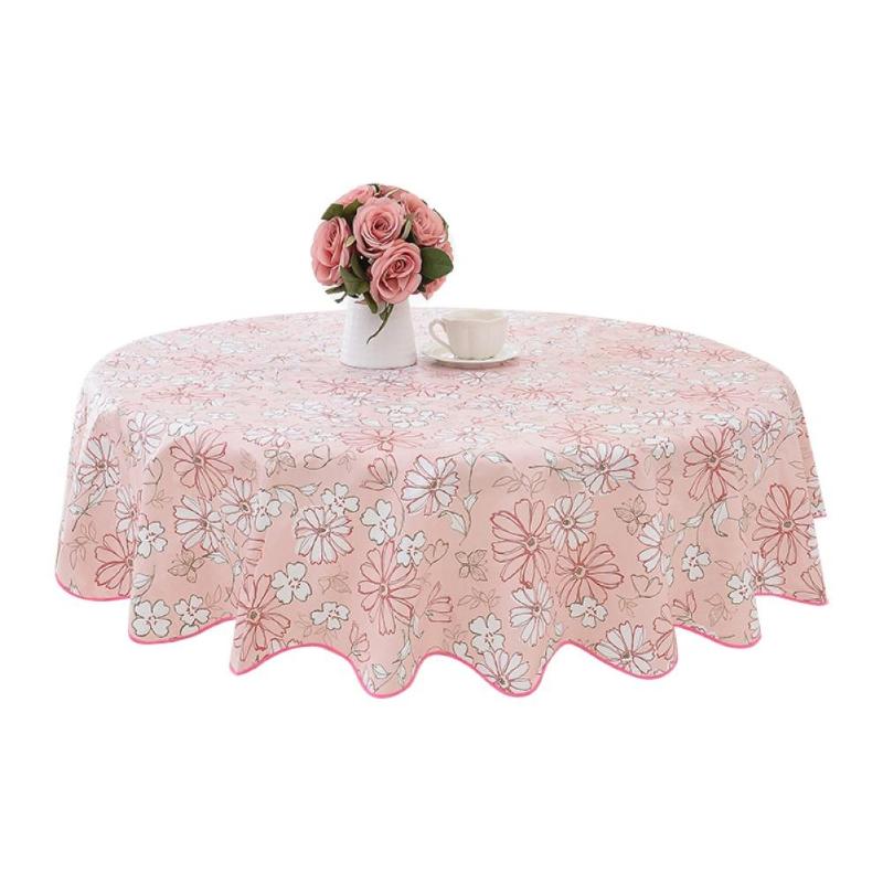 Waterproof Flower Lace Round Tablecloth Kitchen Dining Table Cover Decor Washable Cloth For Tea