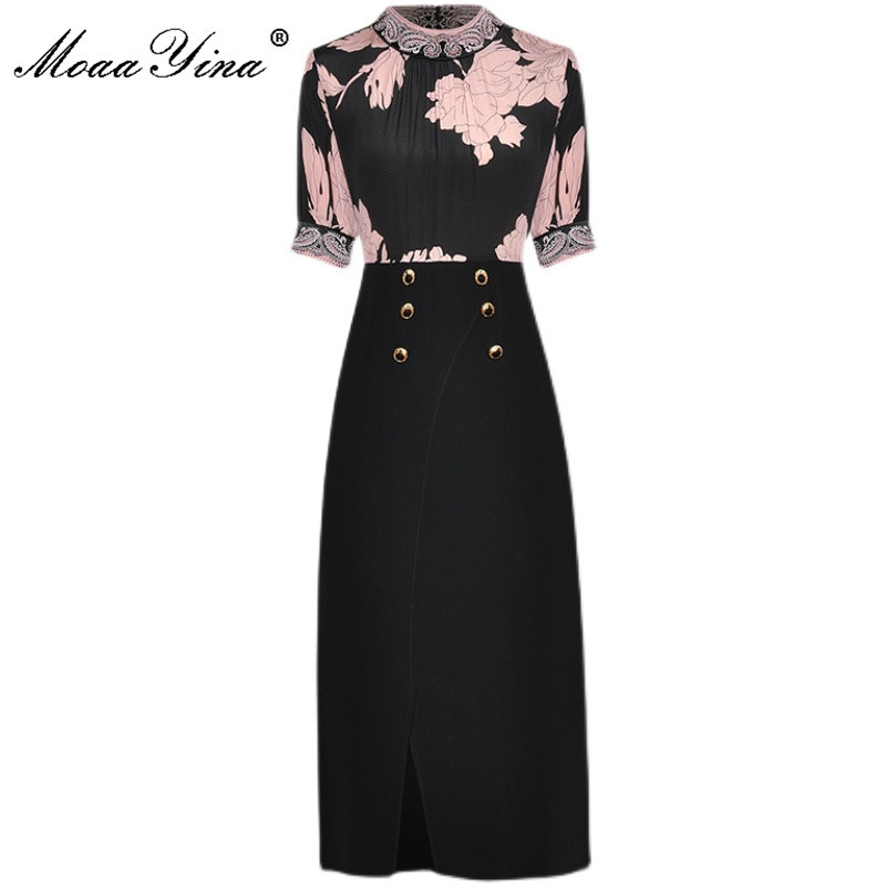 Fashion Designer dress Summer Women' Dress Embroidery Stand collar Short sleeve Print Slim Dresses 210524, Orange
Fashion Designer dress Summer Women' Dress Embroidery Stand collar Short sleeve Print Slim Dresses 210524, Orange