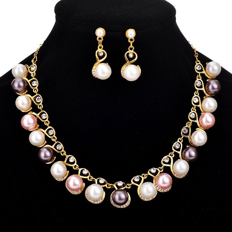 Chains Imitation Pearl Wedding Necklace Earring Sets Bridal Jewelry For Women Elegant Party Gift Fashion Costume, Silver
Chains Imitation Pearl Wedding Necklace Earring Sets Bridal Jewelry For Women Elegant Party Gift Fashion Costume, Silver
