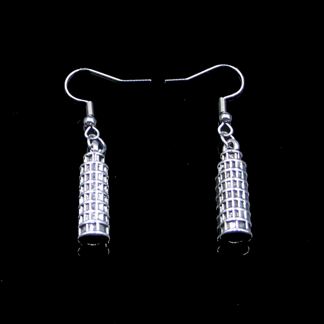 New Fashion Handmade 25*7mm Leaning Tower Of Pisa Italy Earrings Stainless Steel Ear Hook Retro Small Object Jewelry Simple Design For Women Girl Gifts