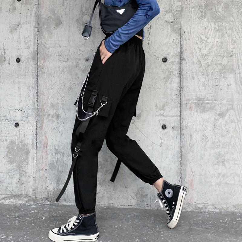 Women Cargo Pants Spring Autumn Fashion Female High Waist Harem Pant Casual Loose BF Streetwear Harajuku Straight Trousers 210514