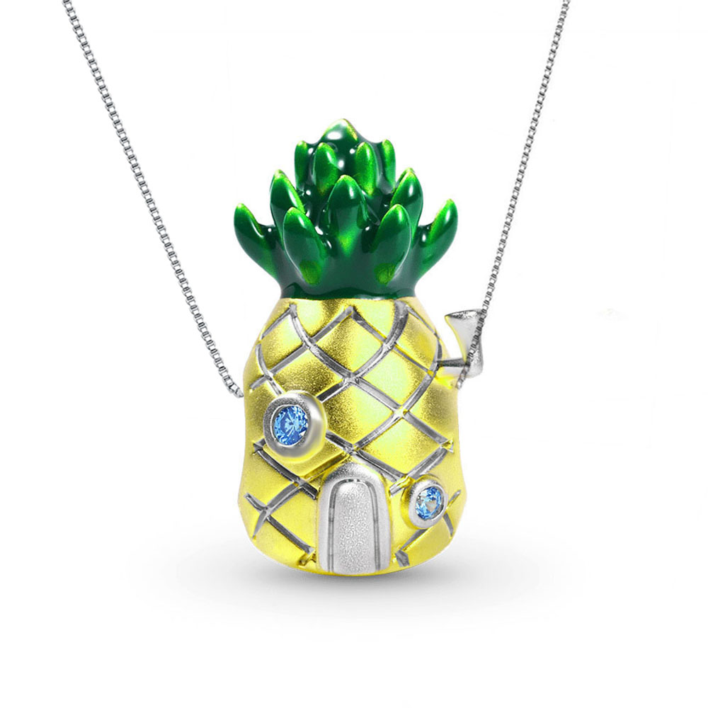 Fit Original Charm Bracelet 925 Sterling Silver Enamel Fruit Shape Pineapple House Bead For Making Women Necklace DIY Berloque