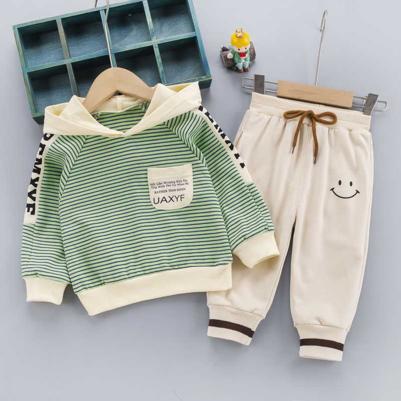 0-5 years Spring Boy Clothing set Casual Fashion Active Striped T-shirt+ Pant Kid Children Baby Toddler 210615