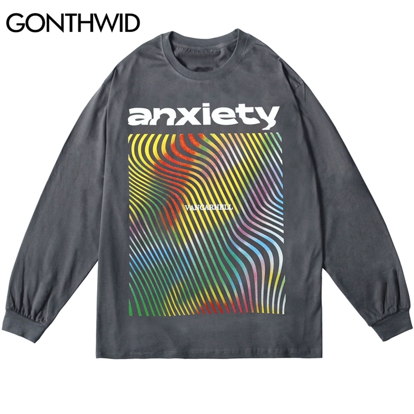 Hip Hop Tshirts Streetwear Rainbow Stripes Print Long Sleeve Tees Shirts Harajuku Casual Punk Rock Hipster Cotton Tops 210602, Gray
Hip Hop Tshirts Streetwear Rainbow Stripes Print Long Sleeve Tees Shirts Harajuku Casual Punk Rock Hipster Cotton Tops 210602, Gray