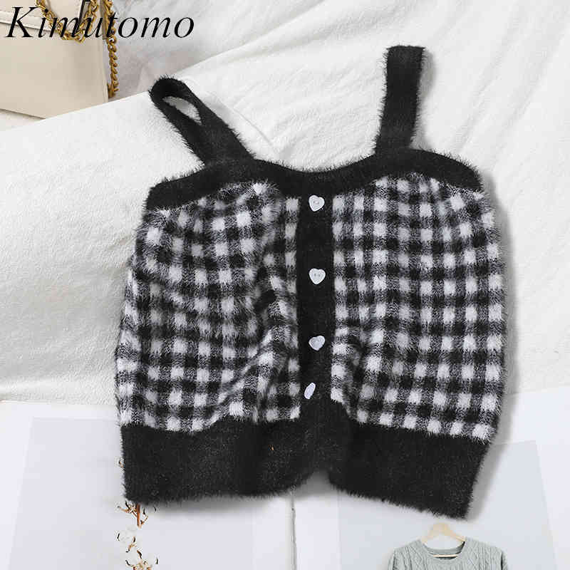 Kimutomo Sweet Girls Knitted Camis Fresh Style Spring Autumn Female Contrast Color Panelled Plaid Buttons Knitwear Top Chic 210521, White
Kimutomo Sweet Girls Knitted Camis Fresh Style Spring Autumn Female Contrast Color Panelled Plaid Buttons Knitwear Top Chic 210521, White