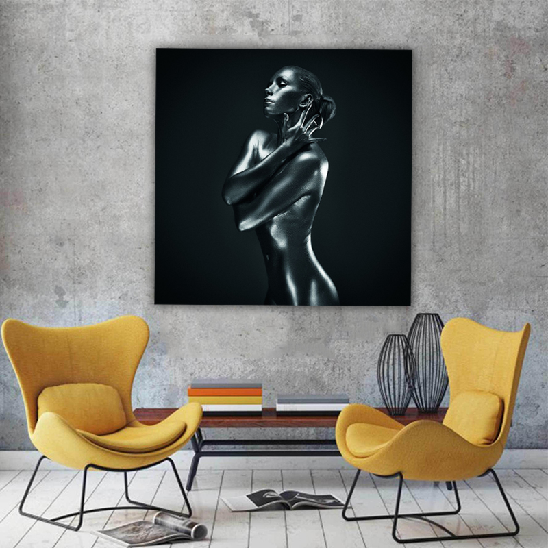 Black Girl Nude Art Canvas Painting Wall Art Prints and Posters for Living Room Modern Figure Decorative Paintings