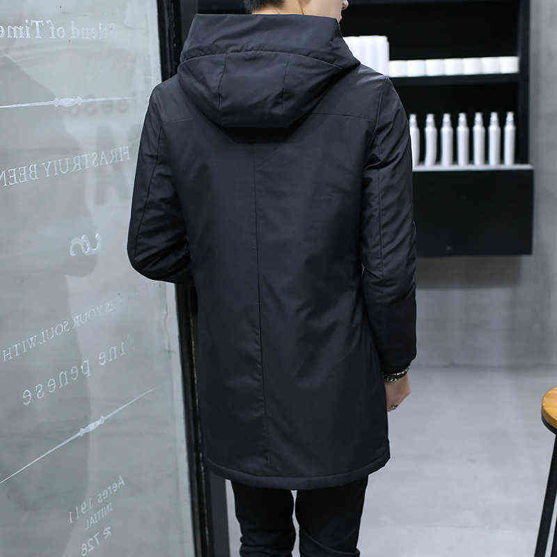 Winter Jacket men hooded Slim Korean Parka Hombre long Jacket coat cashmere mens windbreaker Parkas cotton youth clothing 211104