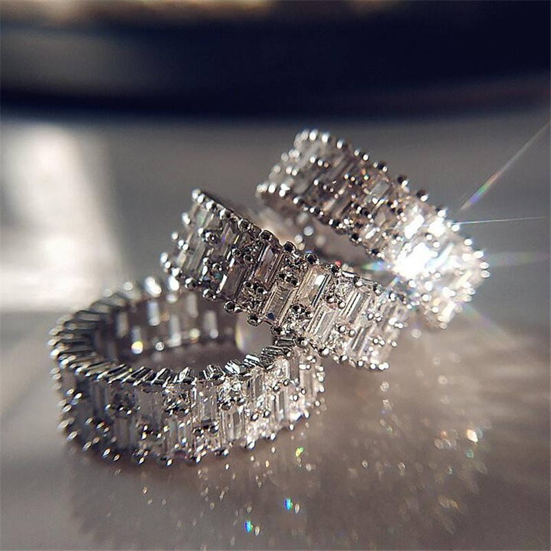 Princess Cut Eternity Ring: Sparkg Topaz Color Cubic Zirconia Wedding Band
