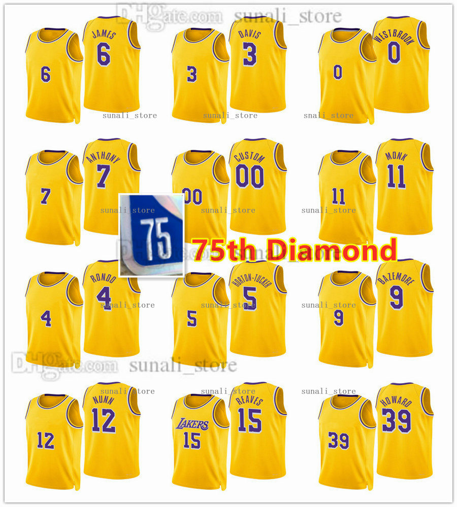 75th Diamond Basketball Jerseys 2021/22 Russell 0 Westbrook LeBron 23 James Carmelo 7 Anthony 3 Davis Malik 11 Monk Rajon 4 Rondo Kent 9 Bazemore Kendrick 12 Nunn Print, Blue
75th Diamond Basketball Jerseys 2021/22 Russell 0 Westbrook LeBron 23 James Carmelo 7 Anthony 3 Davis Malik 11 Monk Rajon 4 Rondo Kent 9 Bazemore Kendrick 12 Nunn Print, Blue