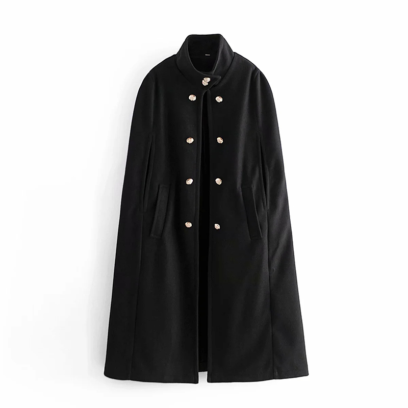 Women's Fashion Double-Breasted Loose Cape Coat Wild Stand Collar Long Casual Shawl Winter Style 210521, Black
Women's Fashion Double-Breasted Loose Cape Coat Wild Stand Collar Long Casual Shawl Winter Style 210521, Black
