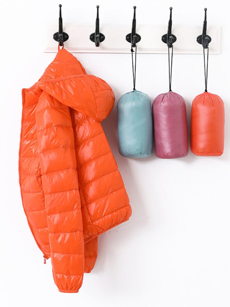 Women's Wool & Blends 2021 Women Winter Hooded Warm Coats Slim Plus White Duck Down Jacket Thin And Light Solid Color Collapsible Portable D