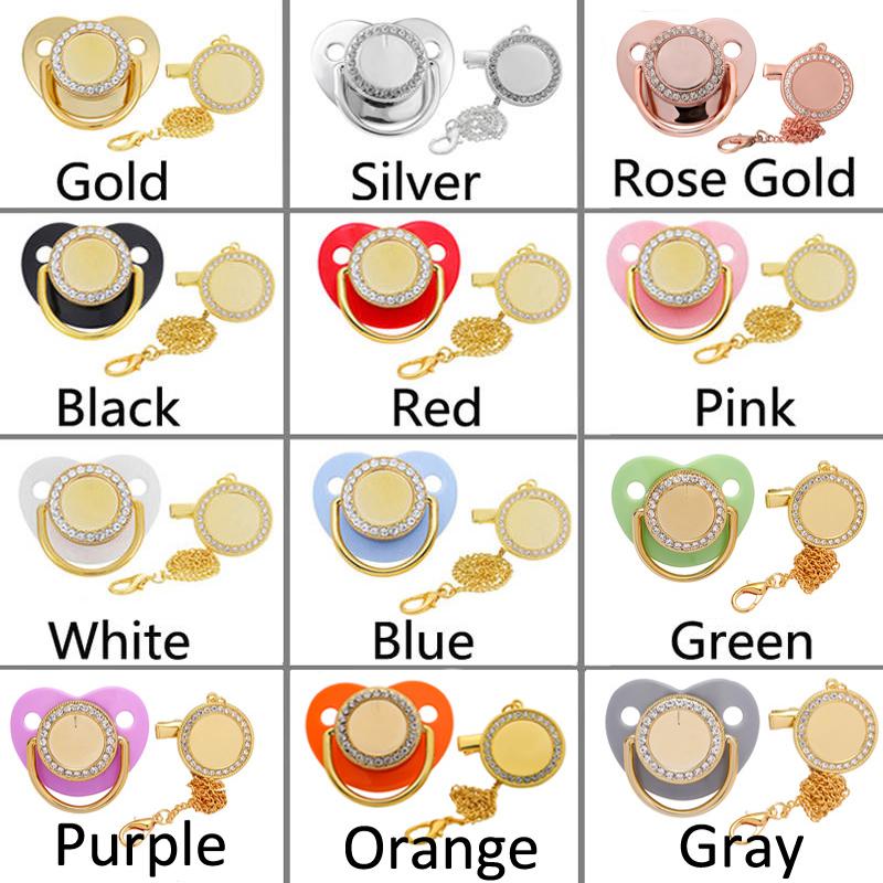 Favor Luxury Baby Pacifier Sublimation Silicone Pacifiers Kid Clip Holder Chain Feeder with Broken Diamond
Favor Luxury Baby Pacifier Sublimation Silicone Pacifiers Kid Clip Holder Chain Feeder with Broken Diamond