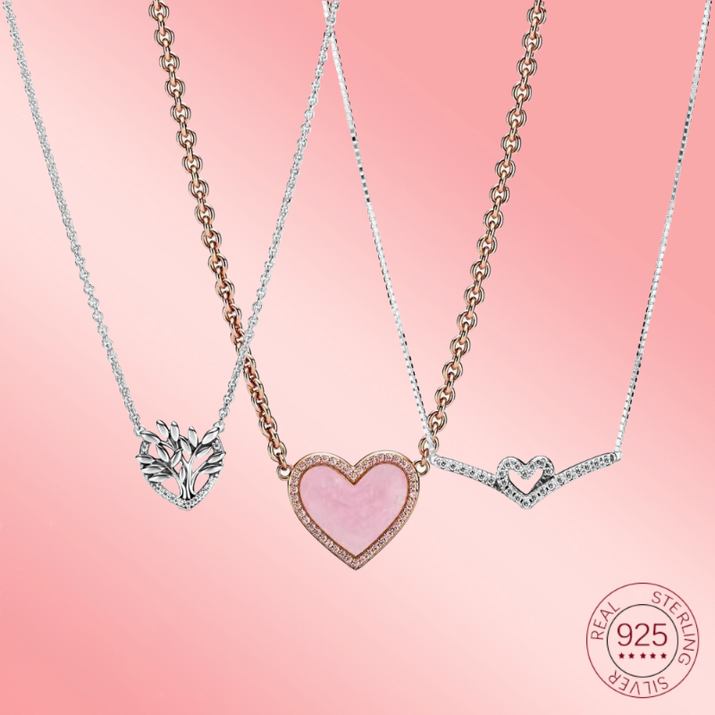 Pendant Necklaces Women 100% 925 Sterling Silver Wishbone Pink Swirl Love Heart Family Tree Necklace Fit DIY For Ladies Christmas Jewelry 
Pendant Necklaces Women 100% 925 Sterling Silver Wishbone Pink Swirl Love Heart Family Tree Necklace Fit DIY For Ladies Christmas Jewelry