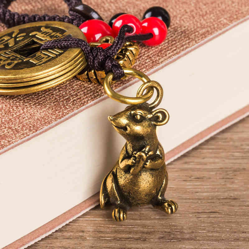 Key Rings Brass Mouse Car Chain Pendant Chinese Style Bag Creative High-grade Jewelry Men and Women