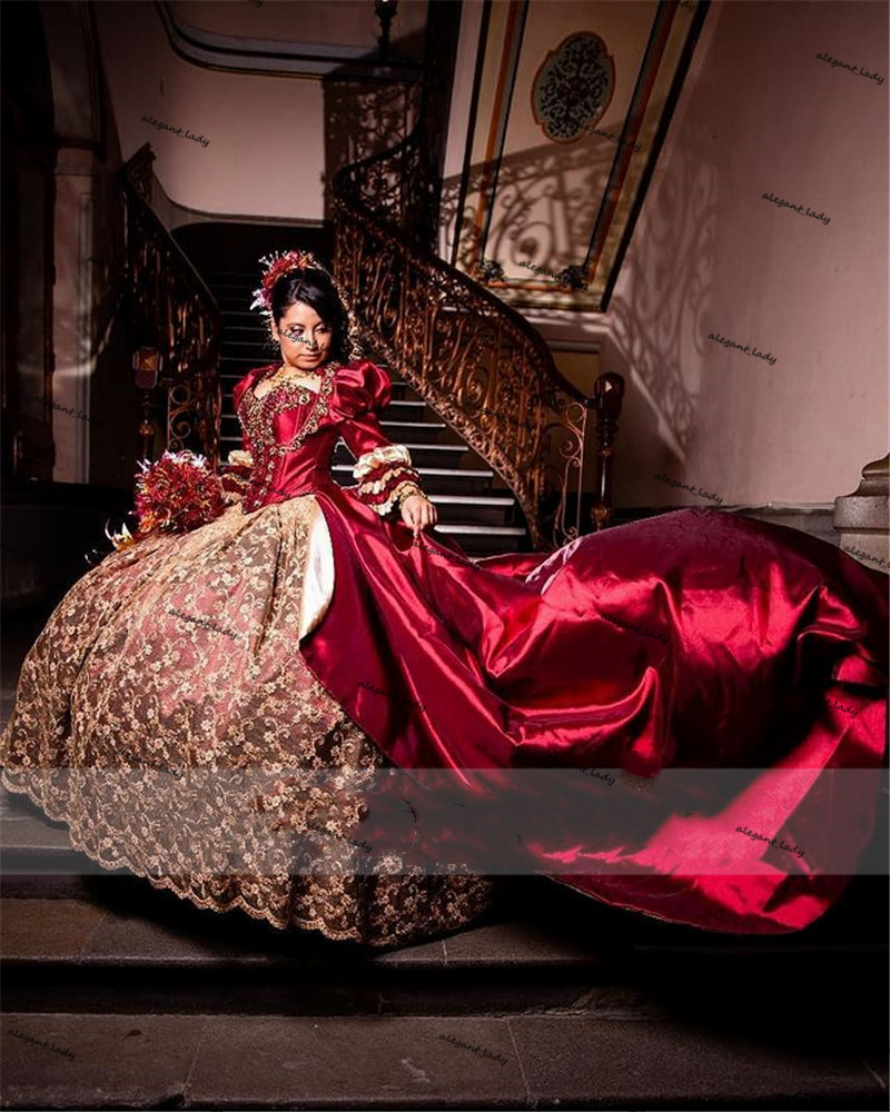 Fuchsia Quinceanera Dresses Lolita Ball Gown Satin Lace Sweetheart gothic Ruffles Skirt Sweet 16 Lace Vestidos 15 Anos Lolita