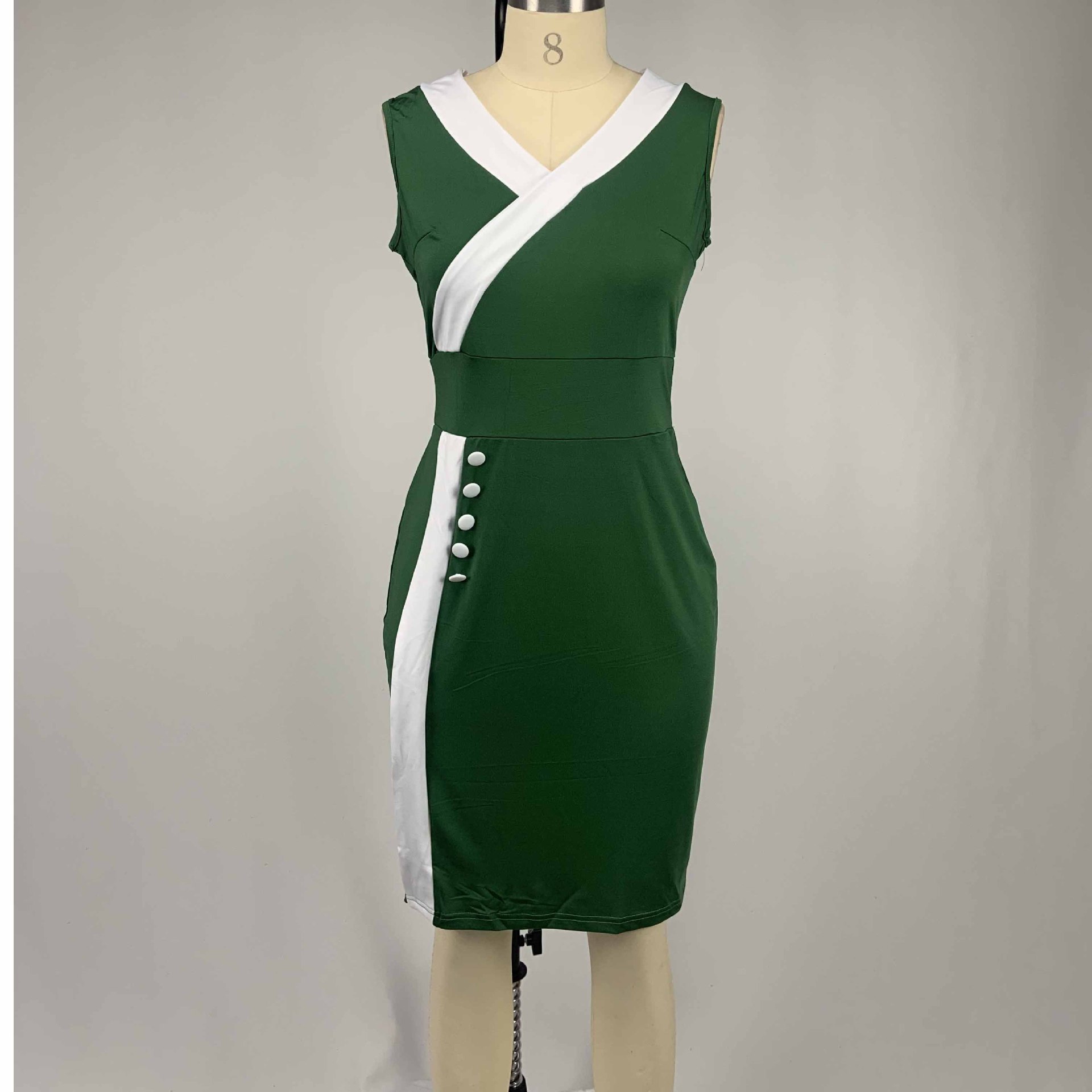 Summer Dress Women Patchwork Black White Sexy V Neck Party vestido de mujer Casual Slim Bodycon Plus Size Women Clothing 210331