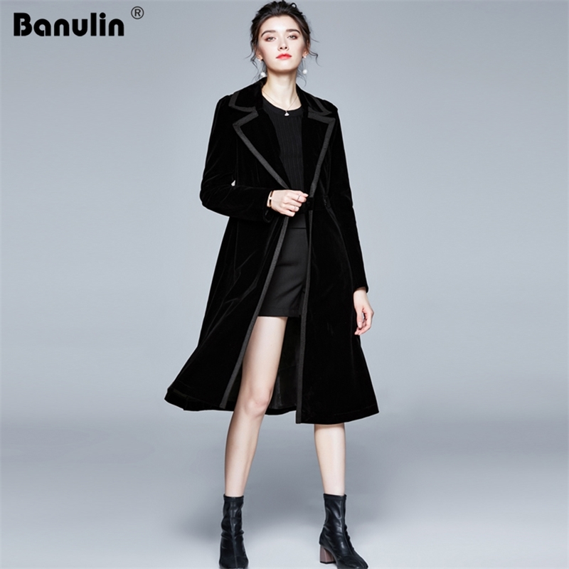 Autumn Winter Women's Coat Runway Designer Women Vintage Notched Collar Wrap Black Velvet Thick Warm Long Trench Outwear 210603
Autumn Winter Women's Coat Runway Designer Women Vintage Notched Collar Wrap Black Velvet Thick Warm Long Trench Outwear 210603
