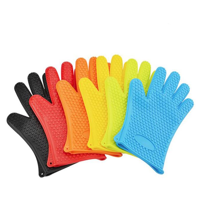 Oven Mitts 1Pcs Heat Resistant Silicone Glove Cooking Baking BBQ Grill Kitchen Accessories