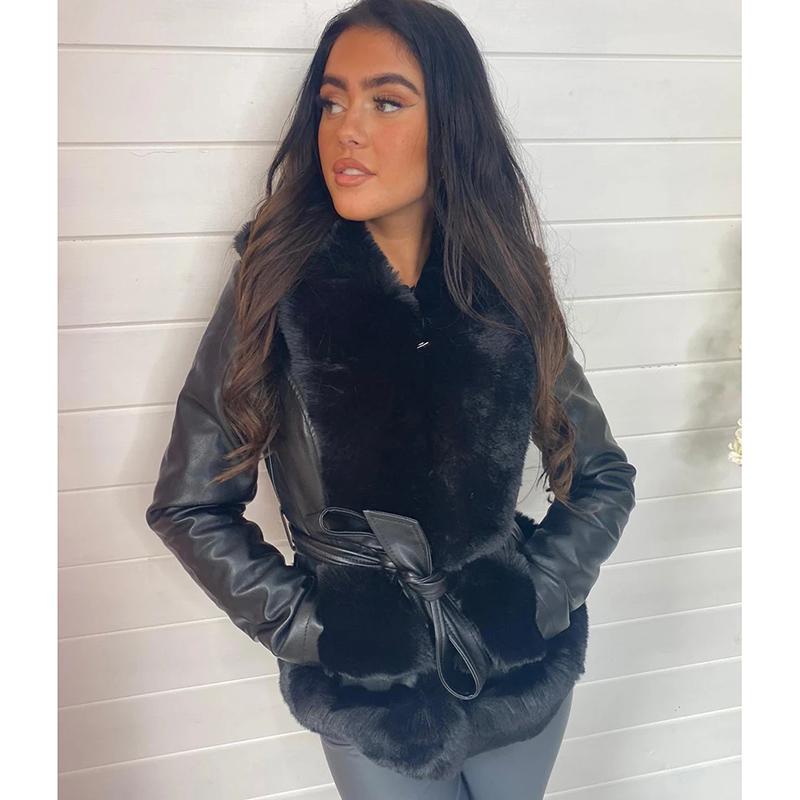 Women' Jackets Malina Autumn Winter Tie Belt Slim Women Elegant Solid Coats Faux Fur Collar Patchwork Ladies, Beige
Women' Jackets Malina Autumn Winter Tie Belt Slim Women Elegant Solid Coats Faux Fur Collar Patchwork Ladies, Beige