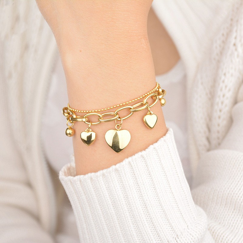 Multilayer Stainless Steel Chain Bracelet Female Love Forever Brand Heart Pendant Charm Bracelet for Women Famous Jewelry
Multilayer Stainless Steel Chain Bracelet Female Love Forever Brand Heart Pendant Charm Bracelet for Women Famous Jewelry
