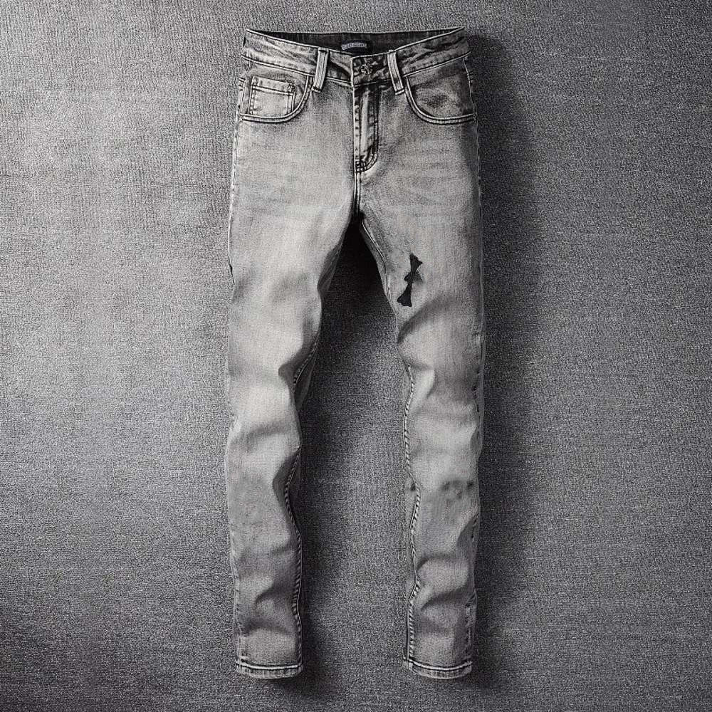 717 trendy new crosin cross smoky grey printed wash pants worn slim legged jeans for men, Gray
717 trendy new crosin cross smoky grey printed wash pants worn slim legged jeans for men, Gray
