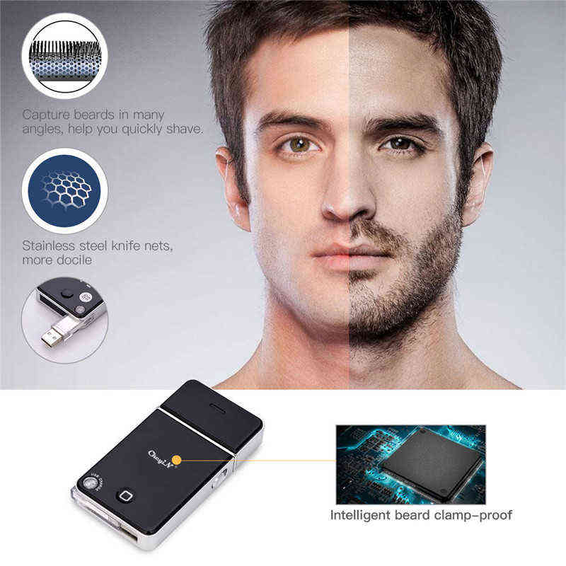 CkeyiN USB Rechargeable Men Electric Shaver Beard Trimmer Razor Reciprocating Mini Pocket Slim Foil Remover Face Shaving Machine 220112