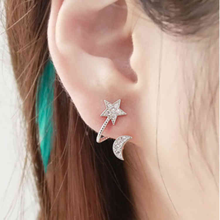 Charms Ear Stud Clip Rings Korean Bone U-shaped Cute Pentagonal Stars Love Moon Fashion Temperament Women